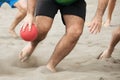 Beach handball players in action Royalty Free Stock Photo