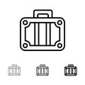 Beach, Holiday, Transportation, Travel Bold and thin black line icon set Royalty Free Stock Photo