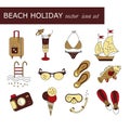 Beach holiday vector colored icons.