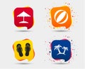 Beach holidays icons. Umbrella and sandals. Royalty Free Stock Photo