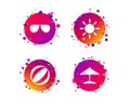 Beach holidays icons. Umbrella and Sunglasses. Vector Royalty Free Stock Photo