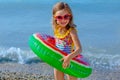 Beach holidays in summer on the seashore. Royalty Free Stock Photo