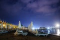 beach of a hotel at night