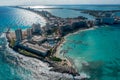 Beach and Hotels in Cancun Royalty Free Stock Photo