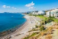 Beach with hotels in Faliraki, Kallithea Rhodes, Greece Royalty Free Stock Photo