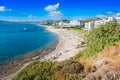 Beach with hotels in Faliraki, Kallithea Rhodes, Greece