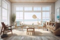 Beach House: Create a set of images that showcase a bright, airy beach house. Generative AI