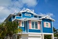 Beautiful New Blue and Coral Beach House Royalty Free Stock Photo