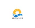 Beach house logo design template Royalty Free Stock Photo