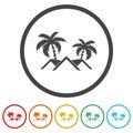 Beach house logo. Set icons in color circle buttons Royalty Free Stock Photo