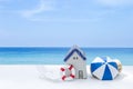 Beach house model with  beach background, summer house Royalty Free Stock Photo