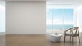 Beach house, Sea view interior of modern home Royalty Free Stock Photo