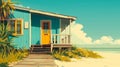 Beach house on a sunny day Royalty Free Stock Photo