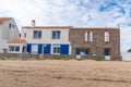 Beach house village at low tide sandy in summer in Noirmoutier island , France