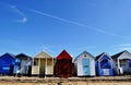 Beach houses under blue sky