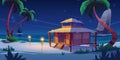 Beach hut or bungalow at night on tropical island Royalty Free Stock Photo