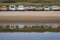 Beach hut on the beach of Egmond aan Zee/Netherlands Royalty Free Stock Photo