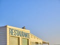 Beach hut with a Restaurant Sign Royalty Free Stock Photo