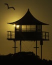 Beach hut at sunset Royalty Free Stock Photo