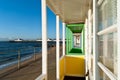 Beach Hut veranda and sothwold pier Royalty Free Stock Photo