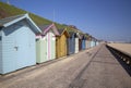 Beach huts along the seafront, Lowestoft, Suffolk, England Royalty Free Stock Photo