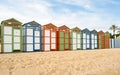 Bathing huts on the beach of Sant Pol, S\'agarÃÂ³, Girona, Costa Brava Royalty Free Stock Photo