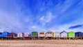 Beach huts with blue sky background Royalty Free Stock Photo