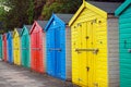 Beach huts or colorful bathing boxes on the beach