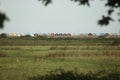 Beach huts in a colourful line Royalty Free Stock Photo