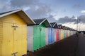 Beach huts in Eastbourne in winter
