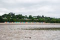 Beach huts on Llanbedrog beach, North Wales, UK Royalty Free Stock Photo