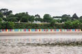 Beach huts on Llanbedrog beach, North Wales, UK Royalty Free Stock Photo