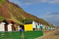Beach Huts safe at southbourne from storms Royalty Free Stock Photo