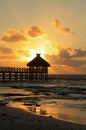 The Beach and Huts at Vidanta Riviera Maya Royalty Free Stock Photo