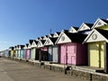 Beach huts on the beach in Walton on the Naze, Essex in the UK