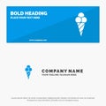 Beach, Ice Cream, Cone SOlid Icon Website Banner and Business Logo Template