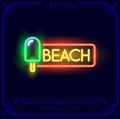 Beach Ice Cream Neon light sign.