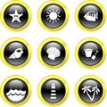 Black Gold Glassy Bubble Button Beach Icons