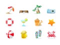 Beach icons and products Royalty Free Stock Photo