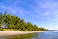 Beach idyllic with blue sky morning at beach Ban Krut Royalty Free Stock Photo