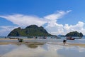 Beach idyllic sky and fishing boat at Baan Koh Teap