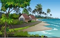 Beach illustration for story book children