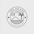 beach island logo line art vector illustration template graphic design