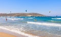 Beach on the isthmus Prasonisi. Rhodes Island.