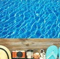 Beach items at pool Royalty Free Stock Photo