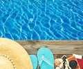 Beach items at pool Royalty Free Stock Photo