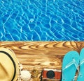 Beach items at pool Royalty Free Stock Photo
