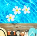 Beach items at pool Royalty Free Stock Photo