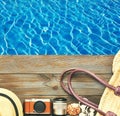 Beach items at pool Royalty Free Stock Photo