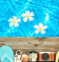 Beach items at pool Royalty Free Stock Photo